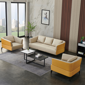 Set Divano Componibile Nordico Minimalista in Ecopelle Azzurra, 3 Posti con Cuscini in Schiuma ad Alta Resilienza, Arredamento Morbido per Piccoli Soggiorni - Product Image 1