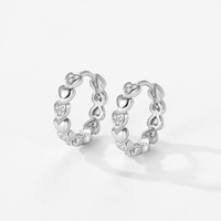 Boucles d'oreilles créoles Mylove personnalisées en argent sterling 925 plaqué rhodium avec micro-pavé de zircone cubique, motif cœur entrelacé, style éternité, vente en gros