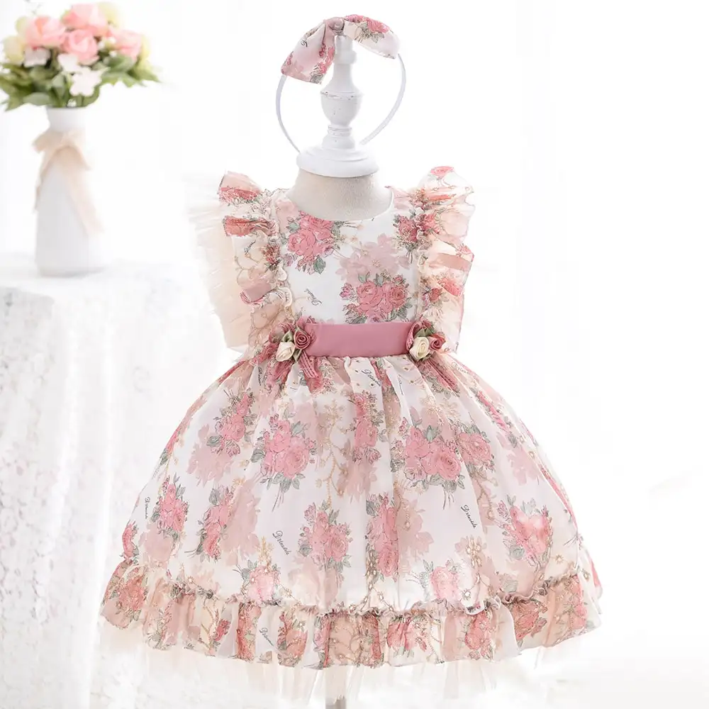 Outong hochwertige Kleidung, Kinder Kleinkind Mädchen O-Ausschnitt Kinder kleider für Mädchen Lolita Kleid/