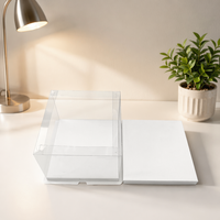 Boîte à gâteau pliable transparente en PET de 8 pouces carrée, profil bas, emballage alimentaire sûr avec base blanche pour pain et gâteaux