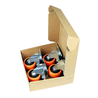 Roulettes pivotantes en polyuréthane à montage sur plaque avec frein, lot de 4 roulettes robustes en polyuréthane orange