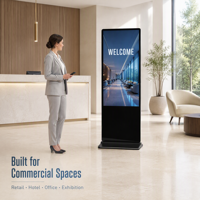 Affichage numérique LCD tactile anti-reflet pour intérieur OEM/ODM, 32/43/50/55/65/75/85 pouces, texte/animation/graphiques, CMS intégré