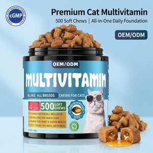 Multivitamines pour chat 8 en 1, croquantes et crémeuses, avec noyau au fromage, vitamines pour animaux de compagnie avec <span class=keywords><strong>taurine</strong></span>, soutien immunitaire, santé cardiaque et cutanée, compléments alimentaires pour chat - Product Image 2