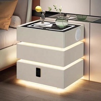 Table de chevet intelligente, design moderne et minimaliste, lumière tactile, haut-parleur Bluetooth, légère, luxueuse, multifonctionnelle, pour chambre à coucher