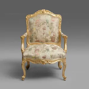 Royal Classic Furniture Luxury Living Room Chairs Design Rococo Style Wooden Accent Chair Gold