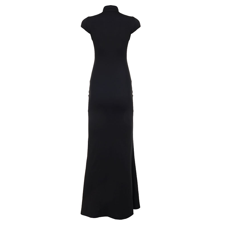 mandarin collar cut out dress Sexy Mandarin Collar Solid Maxi Dress Cut-Out High Slit-Glam Short Sleeve  Natural Waist Breathable Washable Chinoiserie Party| Alibaba.com