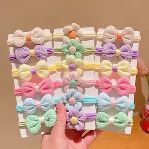 Attaches pour cheveux pour enfants, bandeaux élastiques à nœud floral pour filles, accessoires pour cheveux décontractés, design bicolore - Product Image 2