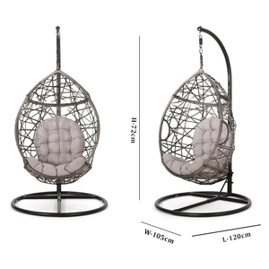 Vendita calda di mobili da giardino esterni in vimini in vimini balcone appeso uovo sedia Patio <span class=keywords><strong>altalena</strong></span> con supporto - Product Image 6