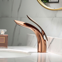 Robinet de lavabo de salle de bain de luxe en laiton, monocommande, à poser sur le comptoir, sans flexibles