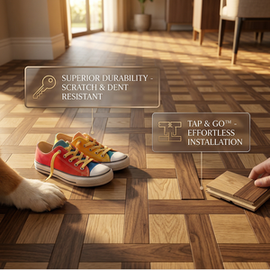 <span class=keywords><strong>Parquet</strong></span> en chêne blanc contrecollé, design moderne, flottant avec installation par clipsage, par la marque Mansion Weave. - Product Image 4