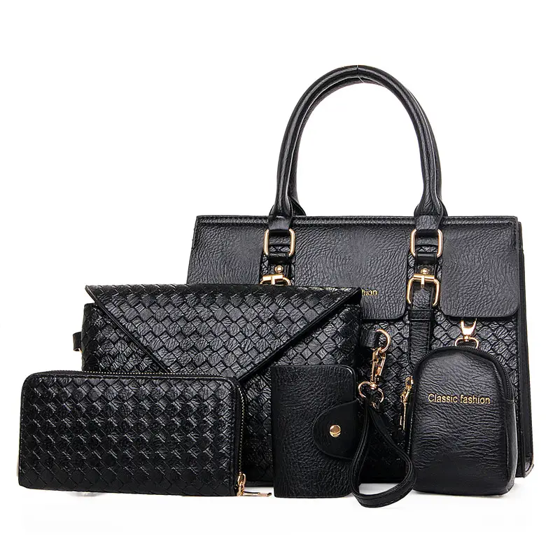 2019 neueste Mode Luxus Damen Handtasche Dame 6 Stück Pu Leder Einkaufstaschen Set Frauen Geldbörse Handtaschen für Frauen