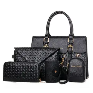 2019 newest fashion luxury ladies handbag lady 6 Pieces pu leather tote bags set women purse hand bags for women