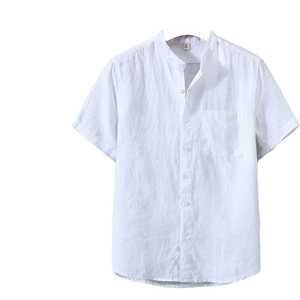 <span class=keywords><strong>Chemise</strong></span> en <span class=keywords><strong>lin</strong></span> personnalisée de haute qualité du fabricant OEM pour hommes 100% Support en <span class=keywords><strong>lin</strong></span> <span class=keywords><strong>Mao</strong></span> manches courtes décontracté été teint uni 'Camisa De - Product Image 3