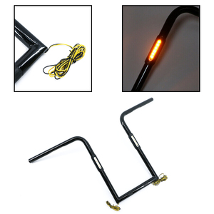 Guidons de <span class=keywords><strong>moto</strong></span> personnalisables - Guidons de style Mop de 1 pouce (25 mm) avec élévation de 16 pouces et clignotants LED, adaptés aux <span class=keywords><strong>Harley</strong></span>-Davidson - Product Image 3