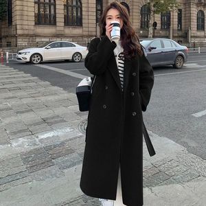 <span class=keywords><strong>Manteau</strong></span> d'automne et d'hiver pour femmes, nouveau style coréen, double boutonnage, long et ample, décontracté - Product Image 2