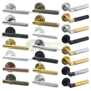 Customized Knurled Lever Door Handle Stainless Steel Modern Popular Interior Handle Gold Black Polished Knurled Door Handles