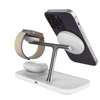 Station de charge 3-en-1 intelligente pour téléphone, montre et écouteurs, support en alliage de zinc de haute qualité AFY, chargeur sans fil magnétique rapide 15W