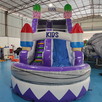 Toboggan Aquatique Gonflable Thème Gamer Violet Marbre - Jeux Gonflables Style Jeu