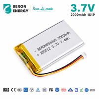 Batería para Plantillas Calefactables 3.7V 2000mAh Li-Po Recargable de Polímero con Descarga de 6A para Zapatos y Botas Calefactables JST PH2.0 UN38.3