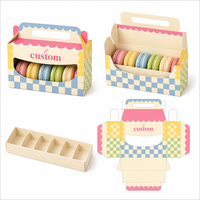 Boîte cadeau macaron personnalisée imprimée en couleur, emballage de boulangerie en carton avec fenêtre