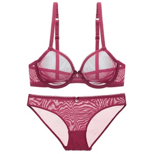 <span class=keywords><strong>Reggiseno</strong></span> e mutandine trasparenti Sexy da donna Set di Lingerie traspirante in pizzo alla moda - Product Image 2