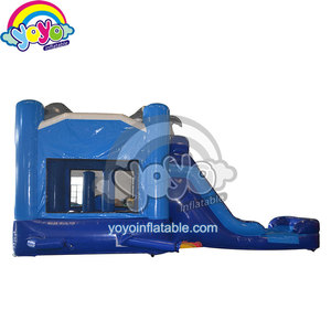 Inflable Dolphin Wet Dry Bounce House Slide Combo Ocean Blue Prints Red DE SEGURIDAD 6 Capacidad para niños Patio trasero Fiestas de cumpleaños - Product Image 2