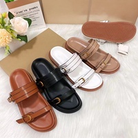Sandales plates pour femmes Zapatos 2025, grande taille, à plateforme épaisse, avec boucle métallique, style décontracté, pas cher