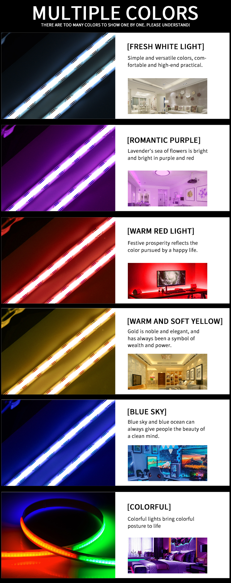 Factory sales High Quality Dc5v 1008 Leds/m Magic Color Flexible Fcob Led Strip for decoration