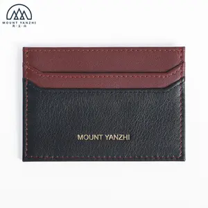 Custom Logo Slim Leather Card Holder Premium Genuine Leather Minimalist Wallet Credit Cardholder