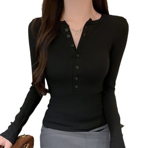 <span class=keywords><strong>T</strong></span>-<span class=keywords><strong>shirt</strong></span> pour femme, décontracté, à épaules dénudées, col rond, manches longues, uni, polyester et élasthanne, coupe ajustée, pour étudiante, nouveau printemps 2025 - Product Image 5