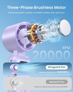 Ventilateur de poche rechargeable par USB, mini ventilateur de refroidissement portable pour bureau, extérieur, affichage LED, petit et puissant, 3 en 1 - Product Image 5