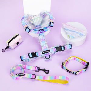 Conjunto de arnés de moda colorido vaquero Festival suave transpirable ajustable accesorio para mascotas Collar correa para fiestas caminar al aire libre - Product Image 4