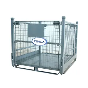 Capacità di carico 1000kg zincatura impilabile 4 gabbia di stoccaggio per Container in rete per Pallet ad alto magazzino