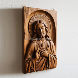 Escultura de Resina de Jesús y María, Adorno Navideño Ecológico para Colgar en la Pared, Caja de Madera para Guardar Llaves, Adorno Decorativo - Product Image 1
