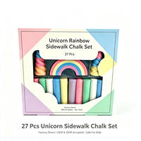Ensemble de craies lavables non toxiques sans poussière pour trottoir, 27 pièces, forme licorne arc-en-ciel, couleurs vives, jouet cadeau pour dessin extérieur pour enfants