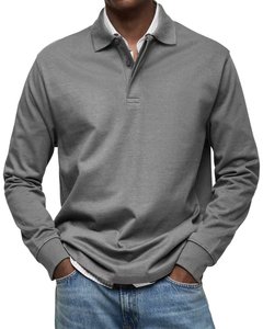 <span class=keywords><strong>Polo</strong></span> da <span class=keywords><strong>uomo</strong></span> in cotone 100% con Logo personalizzato di alta qualità a maniche lunghe Jersey traspirante antirughe in tinta unita stile tinta unita - Product Image 5