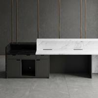 Bureau de réception moderne en pierre artificielle, personnalisable, de luxe, pour bureau, hôtel, salon, clinique, mobilier de réception commercial