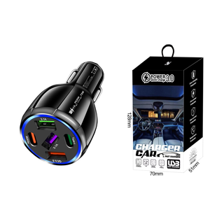 ที่ชาร์จในรถยนต์แบบสองพอร์ต ดีไซน์ใหม่ปี 2023 ช่อง USB QC3.0 3 ช่อง + ช่อง Type C PD30W กำลังไฟ 75W สำหรับชาร์จอุปกรณ์ดิจิทัล เช่น iPhone 14 ProMax และ Samsung - Product Image 2
