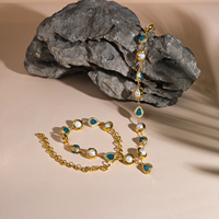 Collier ras du cou vintage doré texturé avec perles et pierres en forme de goutte, incrusté de perles, avec pendentif, style bohème, cadeau de mariage pour femme