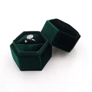 Оптовая продажа, изысканная бархатная коробка для колец небольшого размера на заказ для помолвки и свадьбы