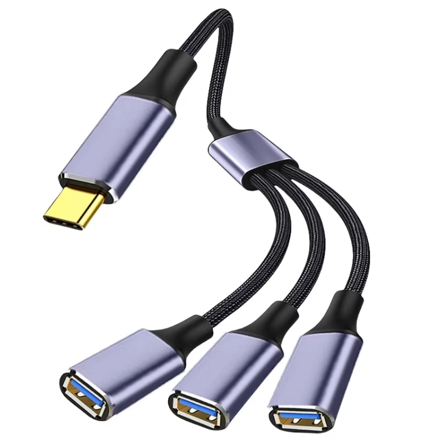 Durable USB C 3in1 2in1 Hub Extensions 2/3Ports USB Splitter OTG Fast Charging Transfer Adapter Data Cable