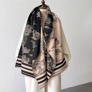 Écharpe carrée réversible pour femme, motif rayé, usage quotidien, design traditionnel, hiver - Product Image 4