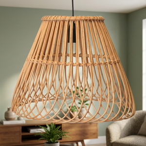 Abat-jour de lustre asiatique moderne, fait main, de haute qualité, écologique, pour intérieur, avec logo personnalisé et couleur sur mesure, en rotin et bambou - Product Image 1