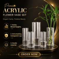Vase à fleurs cylindrique de luxe en acrylique transparent recyclé, idéal pour la décoration de table moderne à la maison - Vente en gros