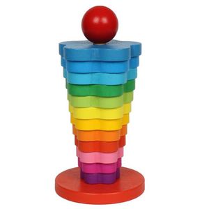 Juguete de Madera para Apilar Anillos, Juego de Reconocimiento de Colores, Torre de Arcoíris de Madera para Niños Pequeños - Product Image 3