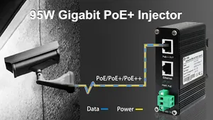 Inyector de potencia 802.3bt 48V DC 10/100/1000Mbps Gigabit 90W Inyector PoE para exteriores