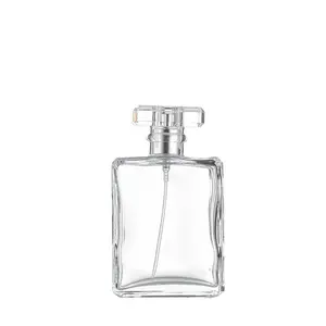 Vaporisateur en verre de parfum rectangulaire transparent de 100ml Bouteilles en verre pour parfum Vaporisateur en verre pour parfum