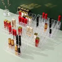 Organisateur de rouge à lèvres et gloss en acrylique transparent moderne - Durable pour un rangement de bureau réglable, boîte de rangement antidérapante, empilable, maquillage