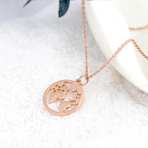Collier pendentif Bijoux pour femmes Cadeau de mariage Journée des hommes <span class=keywords><strong>Amazon</strong></span> Collier de voyage mondial Carte du monde Bijoux - Product Image 4