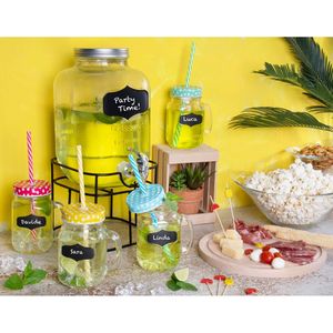 Set Excelsa di 4 tazze Mason Jar con coperchi colorati e cannucce 10x13x7 cm, bicchieri in vetro multicolore - Product Image 5